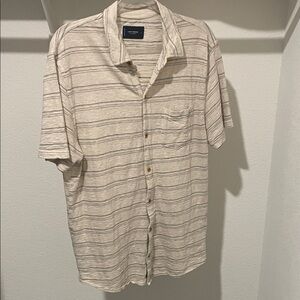 Lucky Brand Beige Striped Button Down Shirt